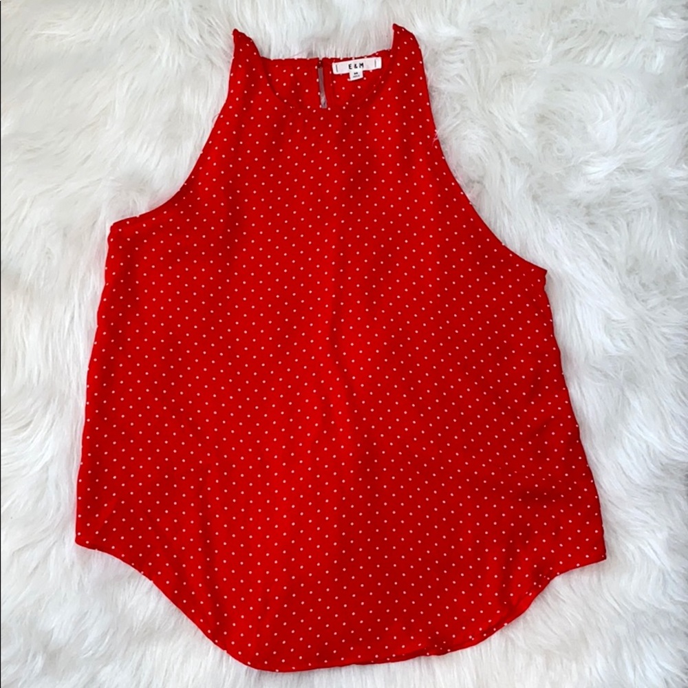 Dark pink/red polka dot swing tank + keyhole back